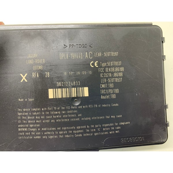 Módulo Keyless Range Rover Evoque 2013 Dpla19h440 2761