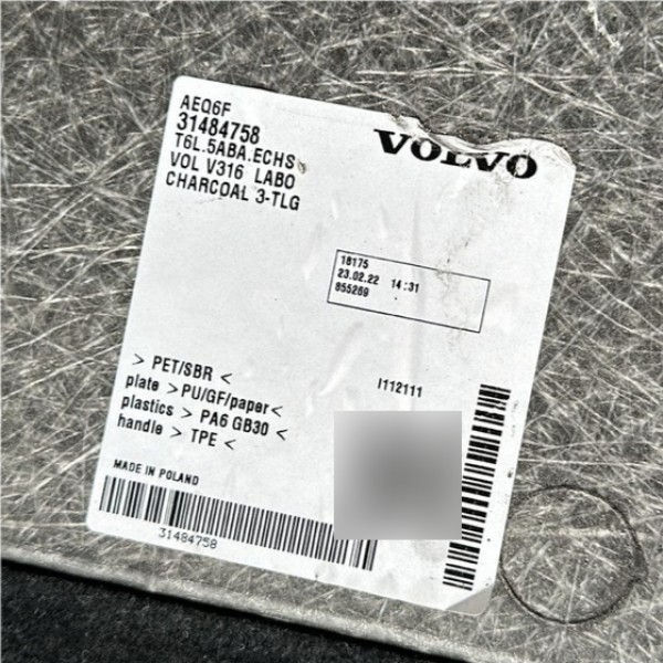 Assoalho Porta Malas - Xc40 Volvo Recharge 2022